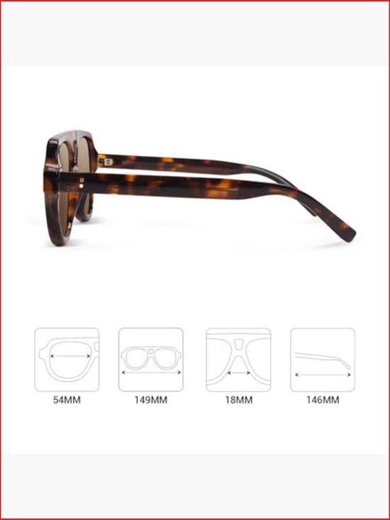 Retro Square Aviator Sunglasses Polarized Flat Top Frame main image 5